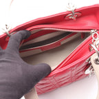 Dior Handbag Lady Dior Cannage 2-Way Magenta Light Gray Leather — view 3