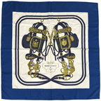 Hermes Scarf Carre 90 Brides de Gala Ceremony Bridle Silk Blue Horse Tackle