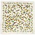 Hermes Scarf Carre 90 Plumes Par Henride Linares Feather Silk White Cream Large