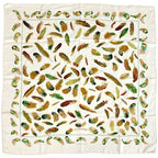 Hermes Scarf Carre 90 Plumes Par Henride Linares Feather Silk White Cream Large