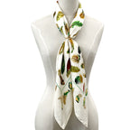Hermes Scarf Carre 90 Plumes Par Henride Linares Feather Silk White Cream Large — view 5
