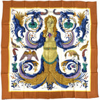 Hermes Scarf Carre 90 Ceres Goddess Silk Orange Multicolor Large