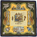 Hermes Scarf Carre 90 in Salzburg Silk Khaki Green Yellow Multicolor Musical