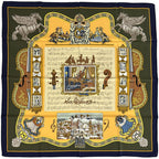 Hermes Scarf Carre 90 in Salzburg Silk Khaki Green Yellow Multicolor Musical