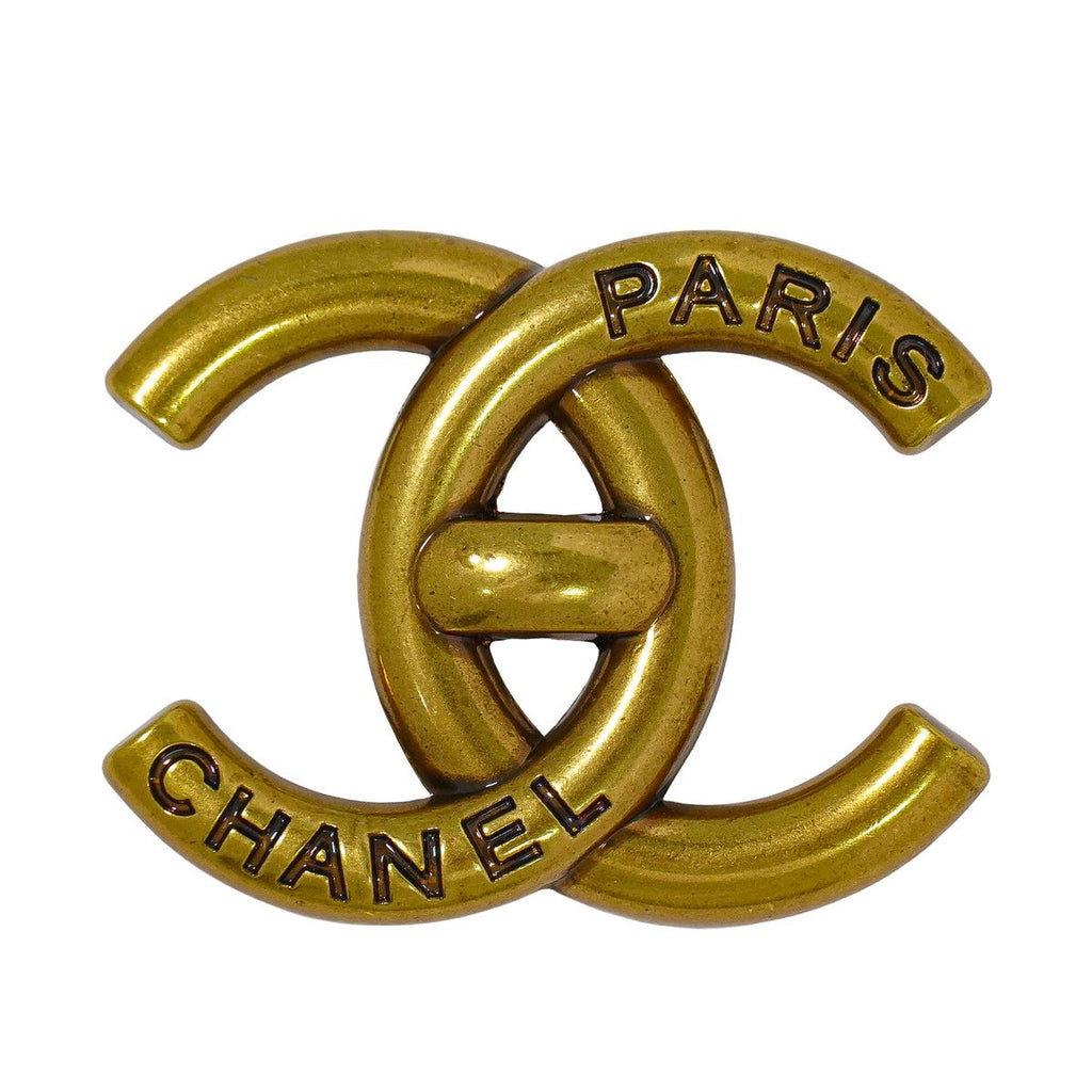 Chanel CC Logo Turnlock Brooch Gold Plated