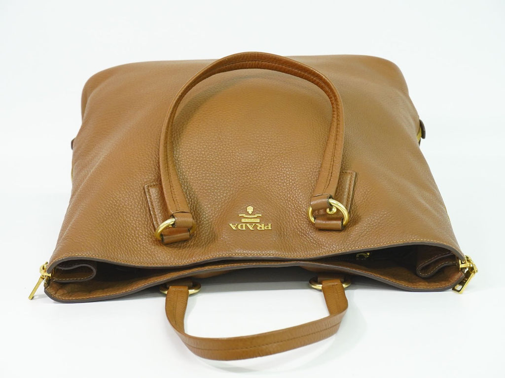 Prada Leather Shoulder Bag Tote Brown — view 5