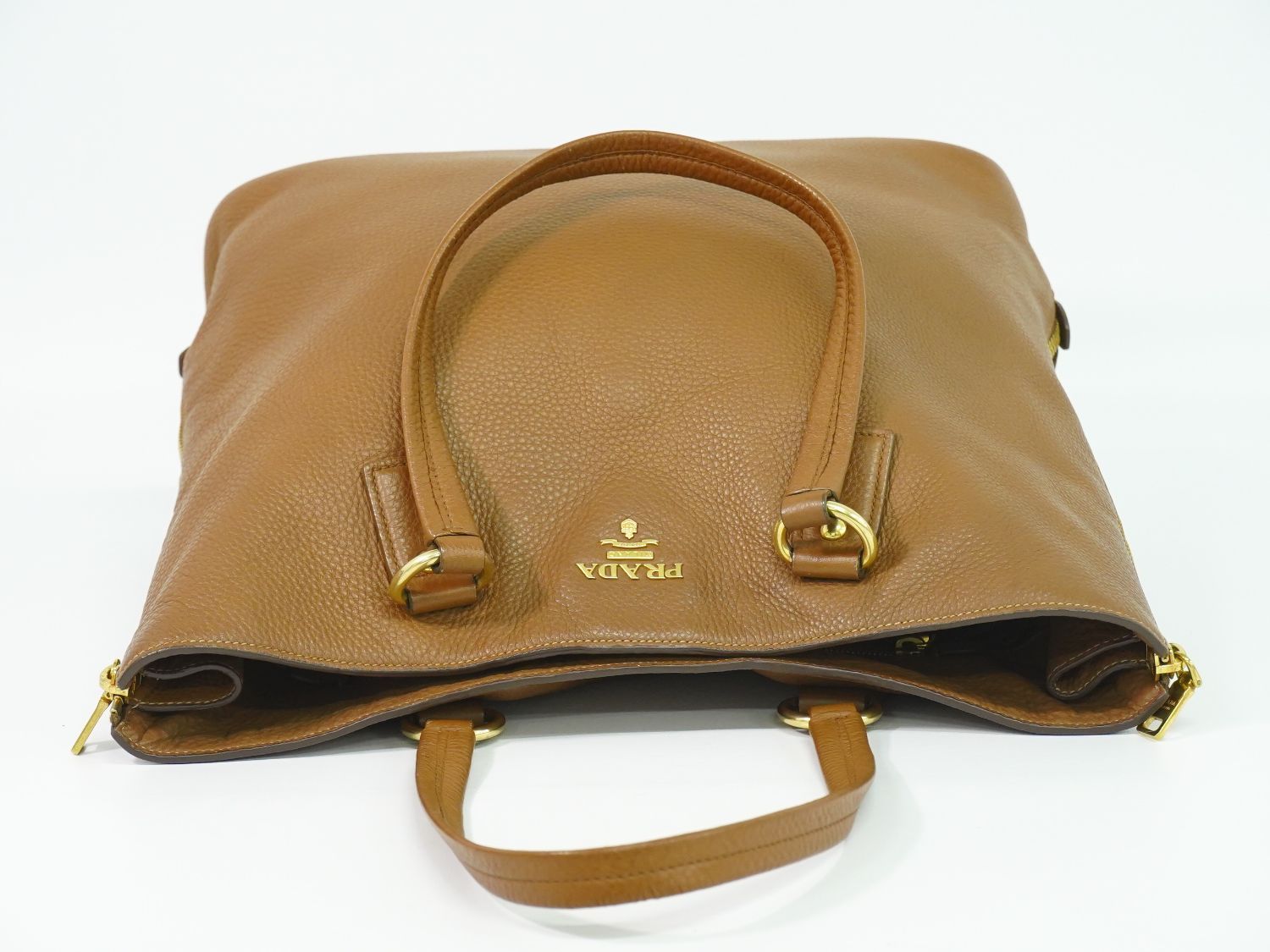 Prada Leather Shoulder Bag Tote Brown — view 5