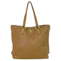 Prada Leather Shoulder Bag Tote Brown