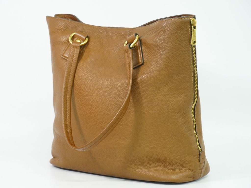 Prada Leather Shoulder Bag Tote Brown — view 2