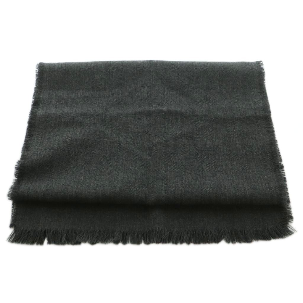 Fendi Shawl Fringe Charcoal Gray Scarf — view 2
