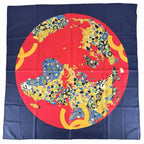 Chanel Scarf CC Logo Items Large Motif Silk Navy Red