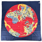 Chanel Scarf CC Logo Items Large Motif Silk Navy Red — view 2