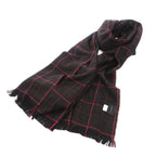Gucci Scarf Shawl Wool Plaid Fringe Black Pink