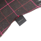 Gucci Scarf Shawl Wool Plaid Fringe Black Pink — view 7