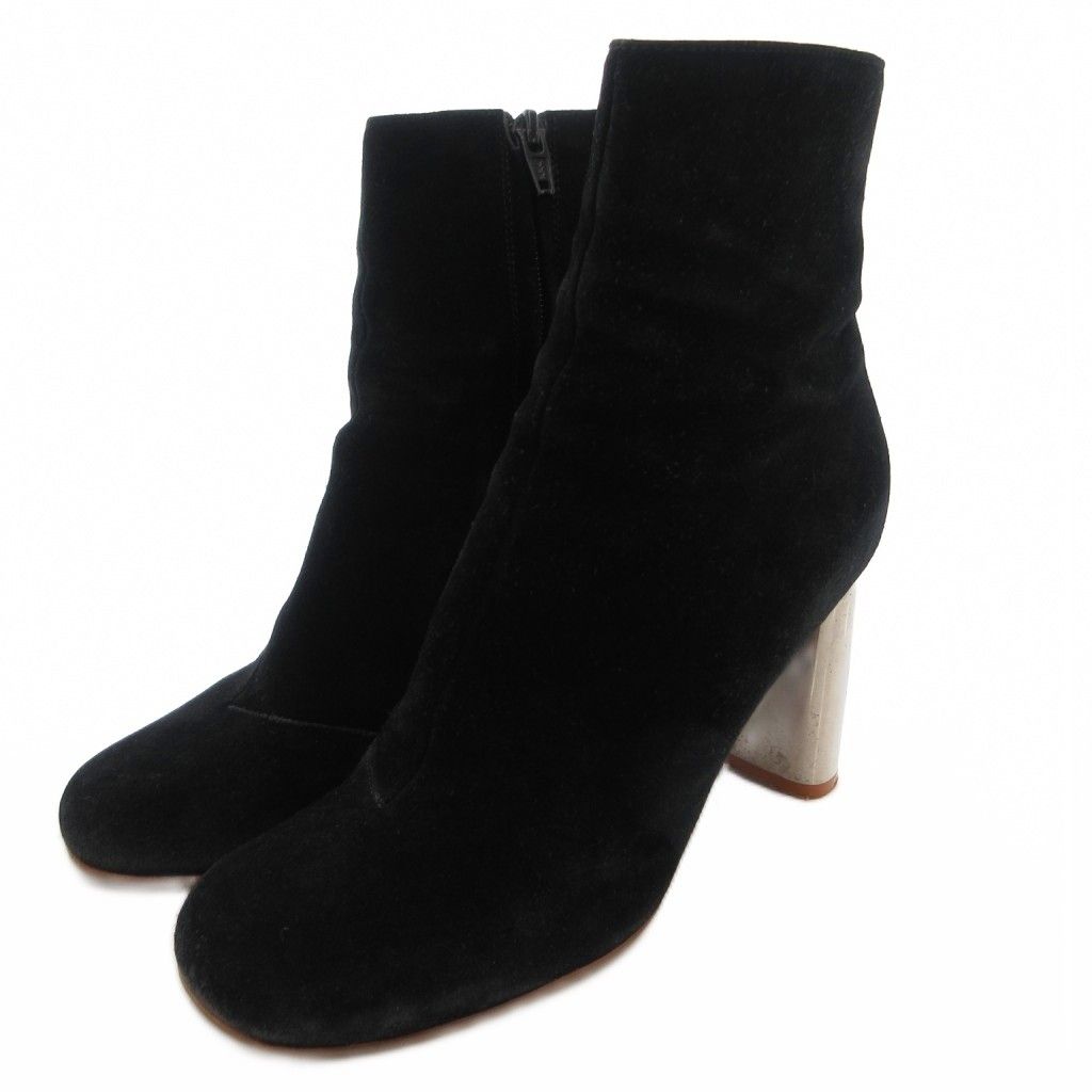 Celine Phoebe Philo Era Bambam Short Boots Suede Metal Heels Side Zip 36.5 Black