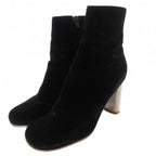 Celine Phoebe Philo Era Bambam Short Boots Suede Metal Heels Side Zip 36.5 Black