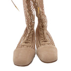 Dior Long Boots Mesh Lace Up Suede 35 Pink Beige NE — view 4