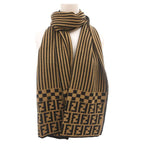 Fendi Shawl Scarf Zucca Pattern Bicolor Beige Black — view 5
