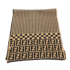 Fendi Shawl Scarf Zucca Pattern Bicolor Beige Black — view 2