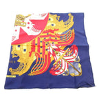 Hermes Proues Scarf Carre 90 Logo All Over Pattern Silk Navy — view 2