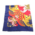 Hermes Proues Scarf Carre 90 Logo All Over Pattern Silk Navy