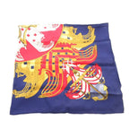 Hermes Proues Scarf Carre 90 Logo All Over Pattern Silk Navy — view 3