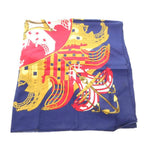 Hermes Proues Scarf Carre 90 Logo All Over Pattern Silk Navy — view 4