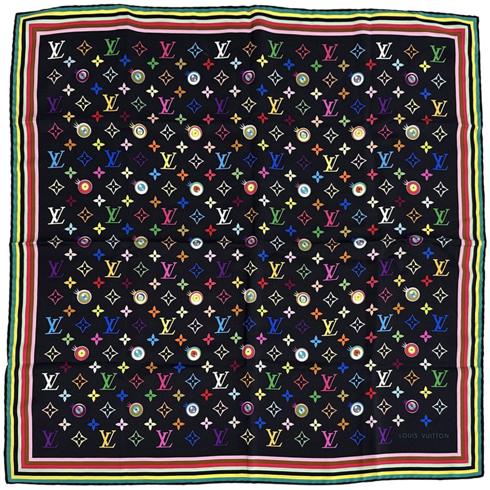 Louis Vuitton Scarf Monogram Silk Carre Denim Noir Black Large
