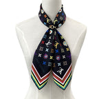 Louis Vuitton Scarf Monogram Silk Carre Denim Noir Black Large — view 4