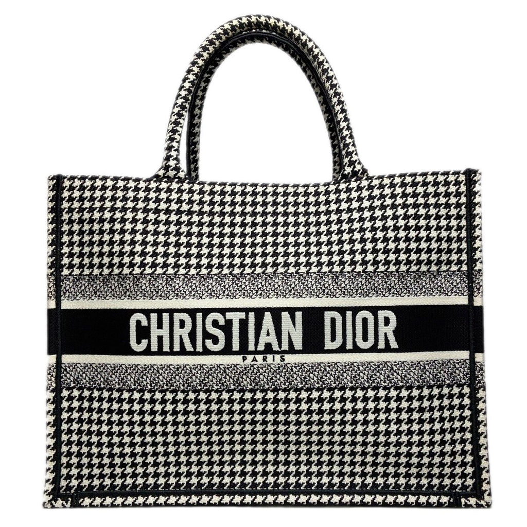 Dior Book Tote Houndstooth Black White