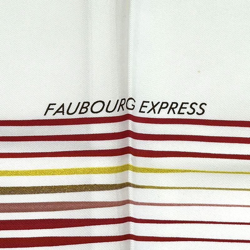 Hermes Scarf Carre 90 Faubourg Express Silk White Rainbow Large — view 2