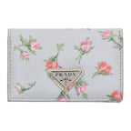 Prada Flower Print Triangle Logo Card Case