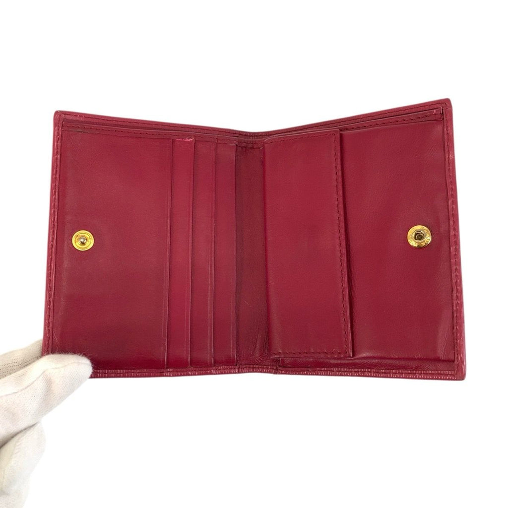 Prada Saffiano Logo Pink Gold Leather Fold Wallet Compact — view 4