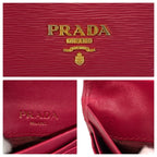 Prada Saffiano Logo Pink Gold Leather Fold Wallet Compact — view 3