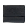 Chanel CC Logo Black Leather Compact Wallet