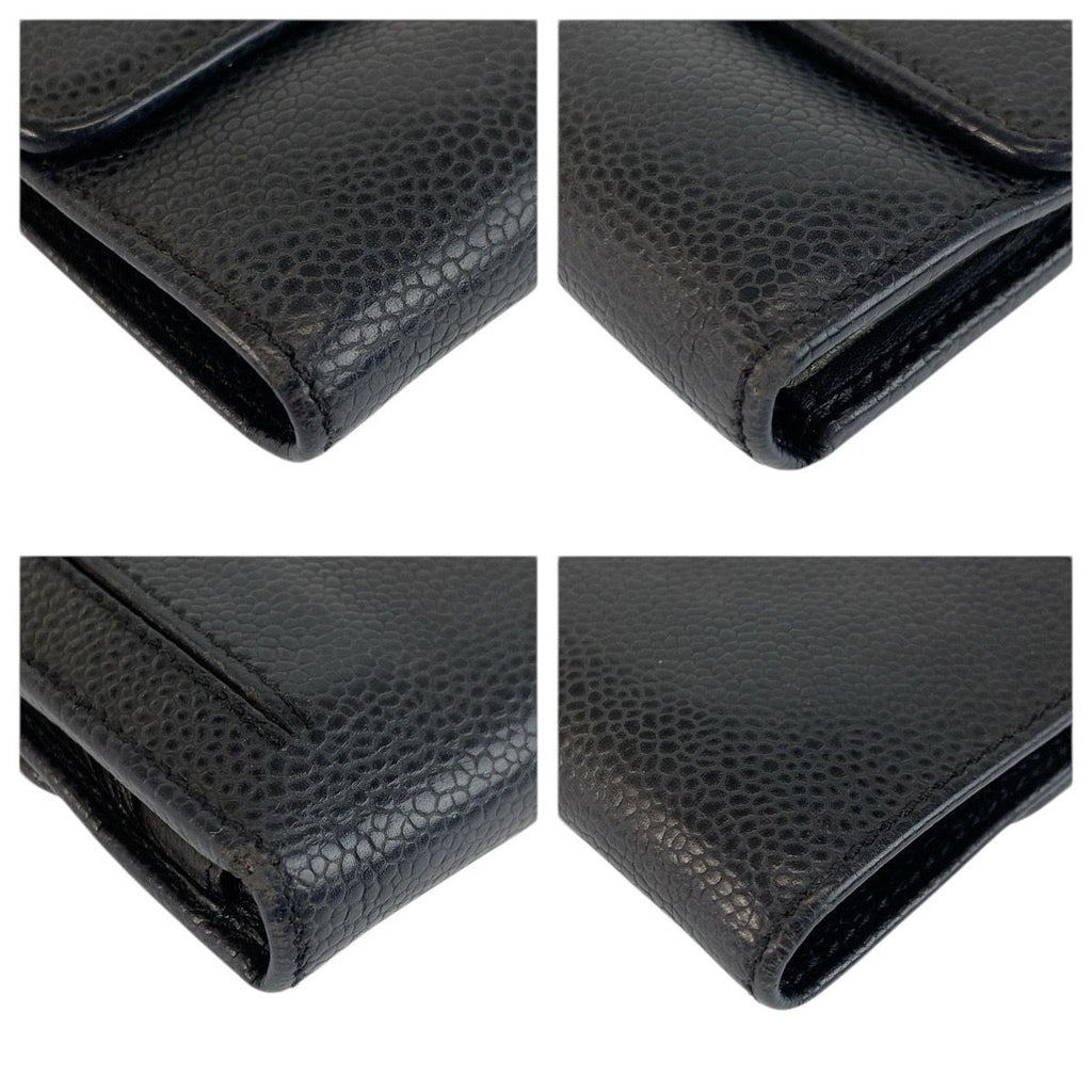 Chanel CC Logo Black Leather Compact Wallet — view 7