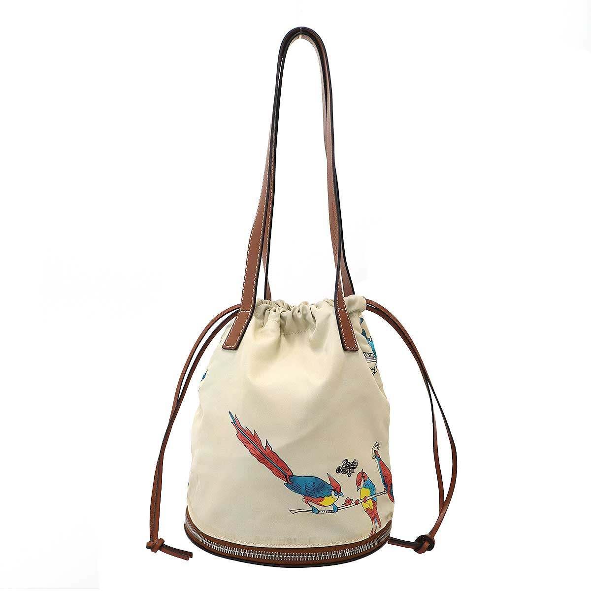 Loewe Paula's Ibiza Anagram Bird Print Nylon Tote Ivory Black — view 4