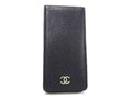 Chanel iPod Case CC Logo Black Caviar Leather Silver