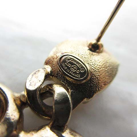 Chanel Earrings Heart CC Logo Rhinestone Stud Gold Pink — view 8