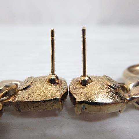 Chanel Earrings Heart CC Logo Rhinestone Stud Gold Pink — view 7