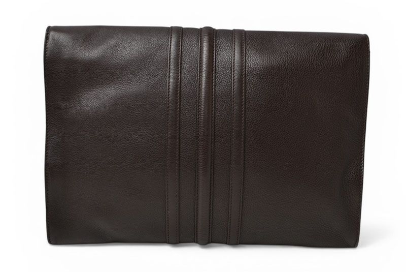 Gucci Clutch Compatible Vintage Leather Dark Brown Business — view 6