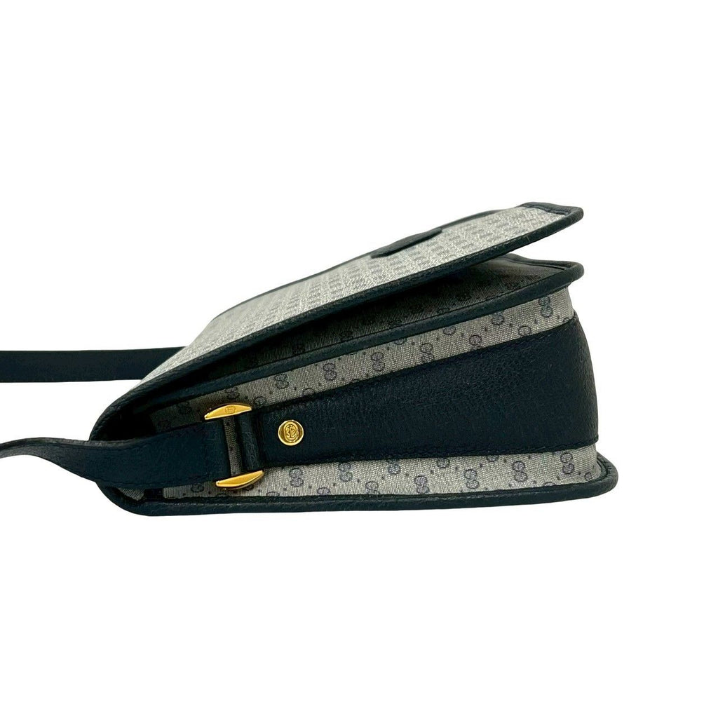 Gucci Vintage Micro GG Logo Leather Shoulder Bag Pochette Navy — view 5