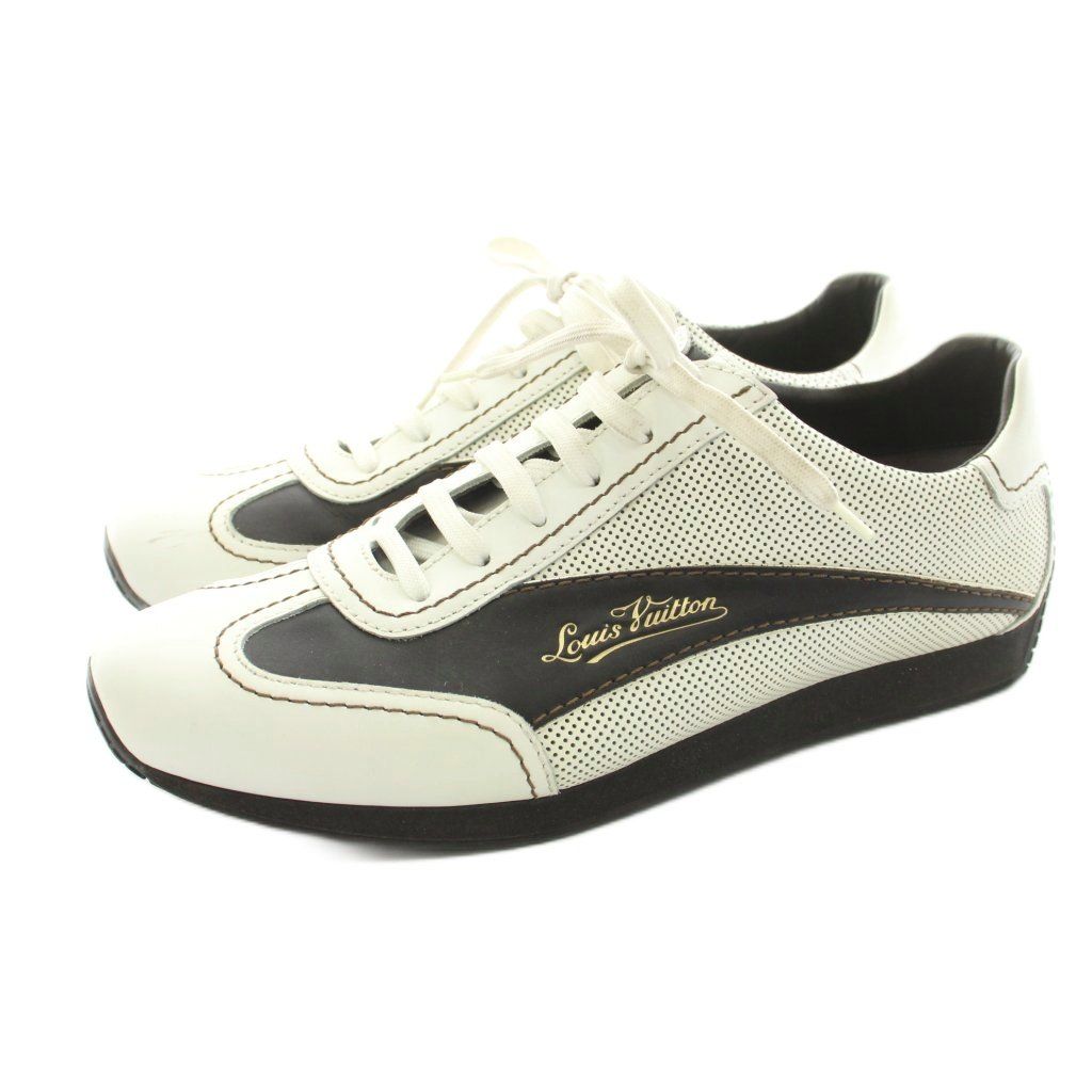 Louis Vuitton Sneakers Low Cut Perforated Leather Mesh 8 White KU — view 2