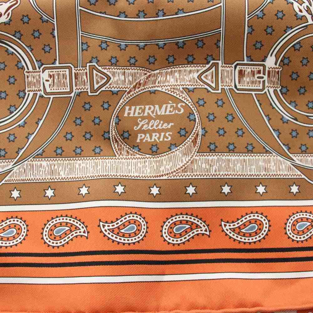Hermes Carre 55 Apron D'or Yellow Gold Spurs Scarf Bandana Silk All Over — view 4