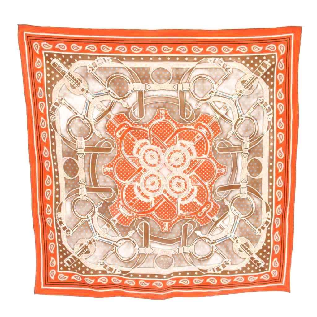 Hermes Carre 55 Apron D'or Yellow Gold Spurs Scarf Bandana Silk All Over — view 2