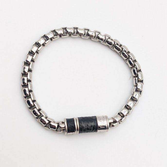 Louis Vuitton Monogram Eclipse Chain Bracelet Silver