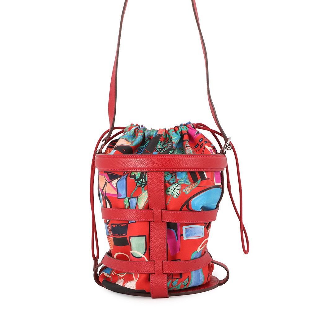 Hermes Handbag Musardine Rouge Casac Multicolor Silver Epsom Silk