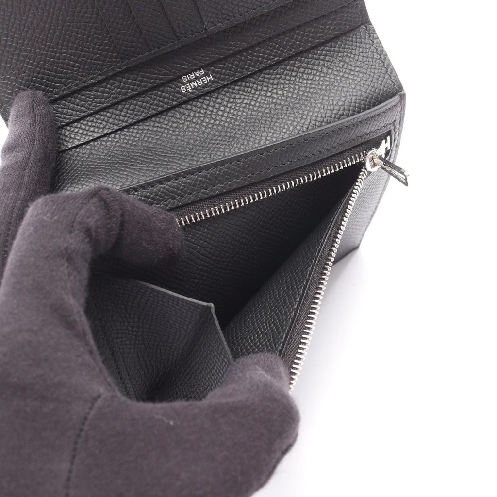 Hermes Bifold Wallet Bearn Compact Black Leather — view 4