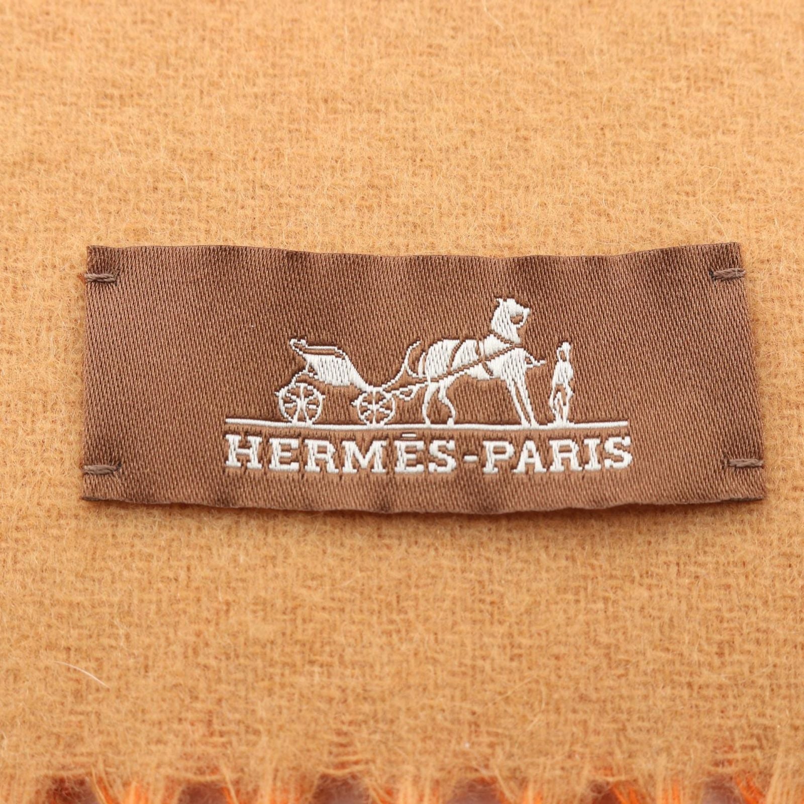 Hermes Scarf Grand Mall Beige Cashmere Orange — view 2