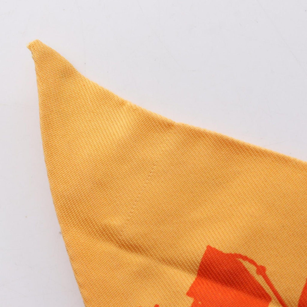 Hermes Scarf Twill Rayons Ribbon Orange Silk — view 8